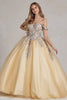 Off Shoulder Embroidered Lace Bodice Long Quinceanera Dress NXJU809