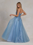 Embroidered Lace Bodice A-Line Spaghetti Straps Long Prom Dress NXE1125-Prom Dress-smcfashion.com