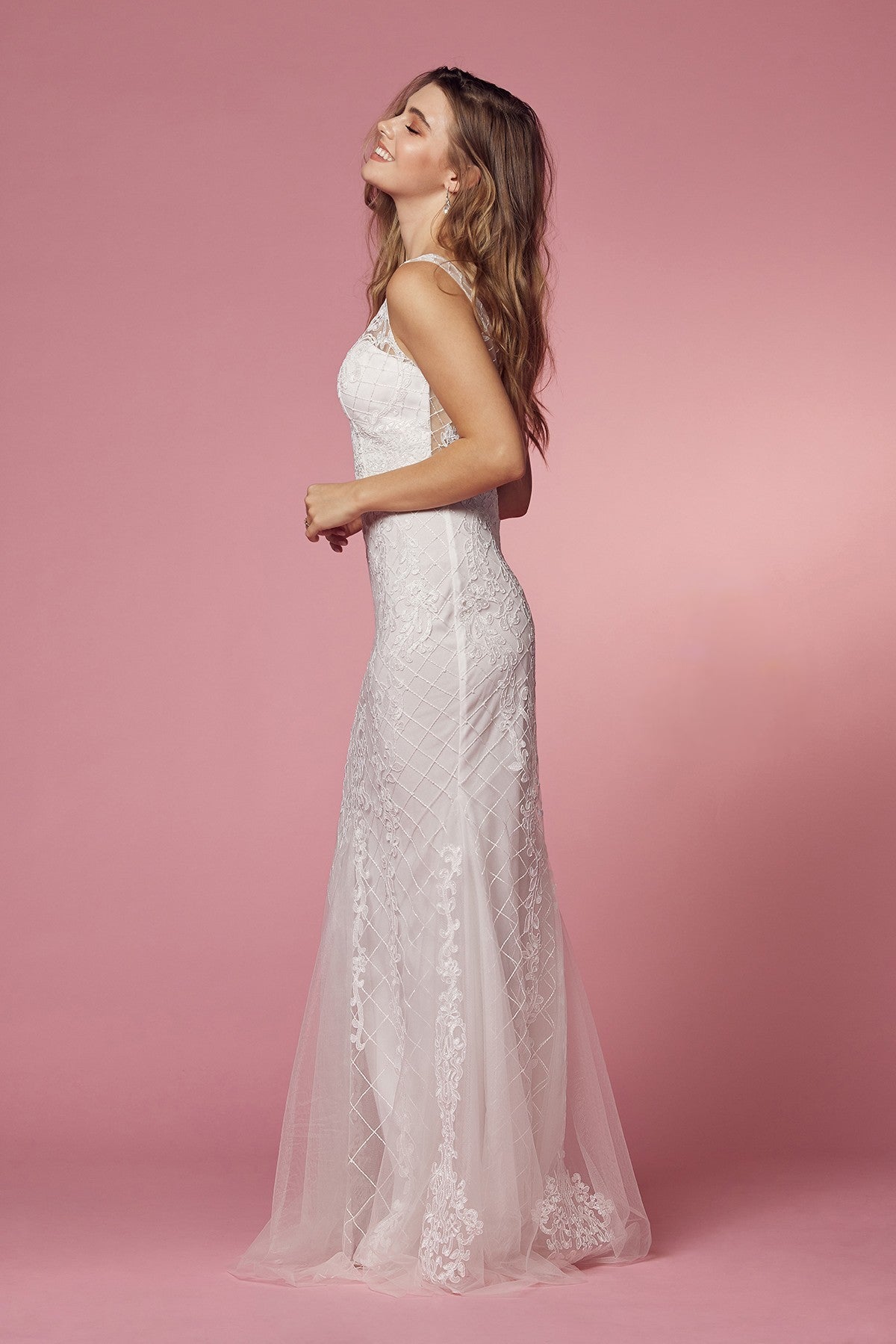 Embroidered Bodice Mermaid Long Wedding Dress NXA398W-Wedding Dress-smcfashion.com