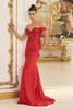 Off Shoulder Sweetheart Open Back Embroidered Bodice Long Evening Dress NXE1184