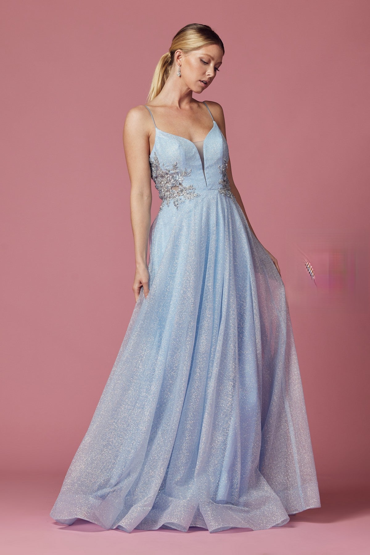 Embellished Glitter Illusion V-Neck Long Prom Dress NXT1033-Prom Dress-smcfashion.com