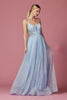 Embellished Glitter Illusion V-Neck Long Prom Dress NXT1033