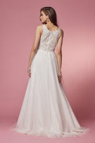 Illusion V-Neck Tulle Skirt A-Line Long Wedding Dress NXJE920-Wedding Dress-smcfashion.com