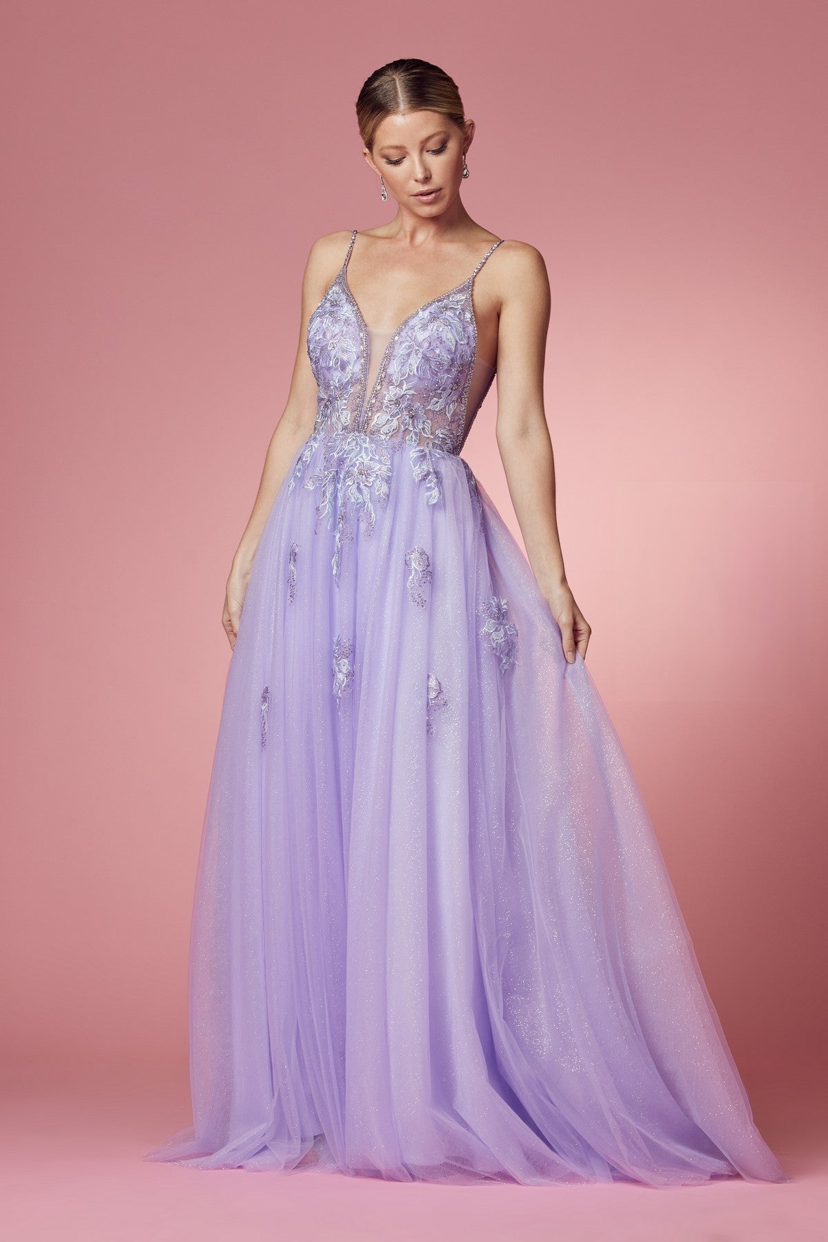 Embroidered Beads Open Sides Tulle Skirt Long Prom Dress NXT1012-Prom Dress-smcfashion.com