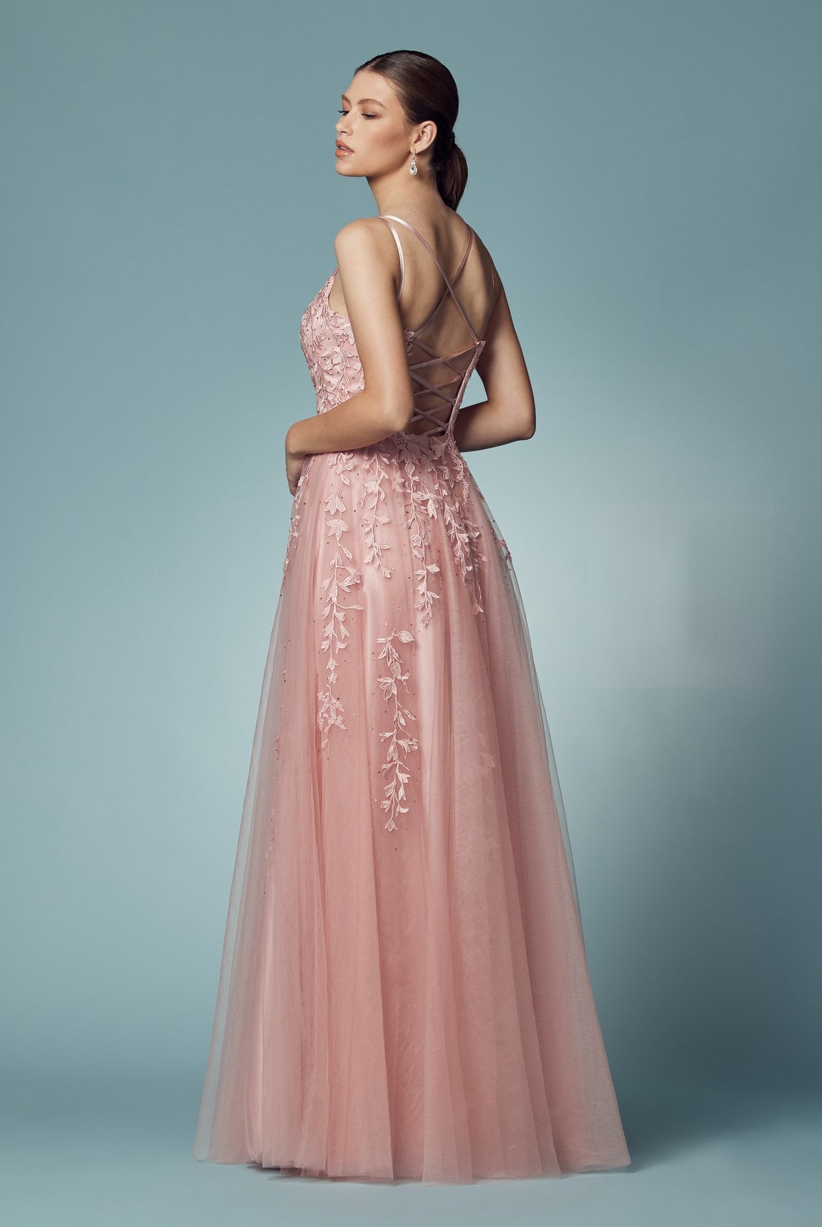 Floral Design Spaghetti Straps Long Bridesmaid & Prom Dress NXC415-Bridesmaid Dress-smcfashion.com