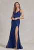 Side Slit Embroidered Tulle Spaghetti Straps Long Prom Dress NXB1145