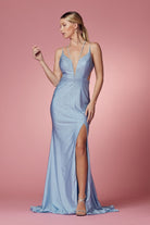 Embellished Beads High Neck Long Bridesmaid & Prom Dress NXE1003-Prom Dress-smcfashion.com