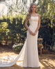 Satin Tail Straight Across Spaghetti Straps Long Wedding Dress NXQW963