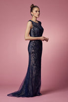 Embroidered Lace Illusion Sweetheart Long Prom & Mother Of The Bride Dress NXE1006-Mother of the Bride Dress-smcfashion.com