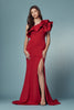 One Shoulder Ruffle Overlay Trumpet Long Prom Dress NXE467