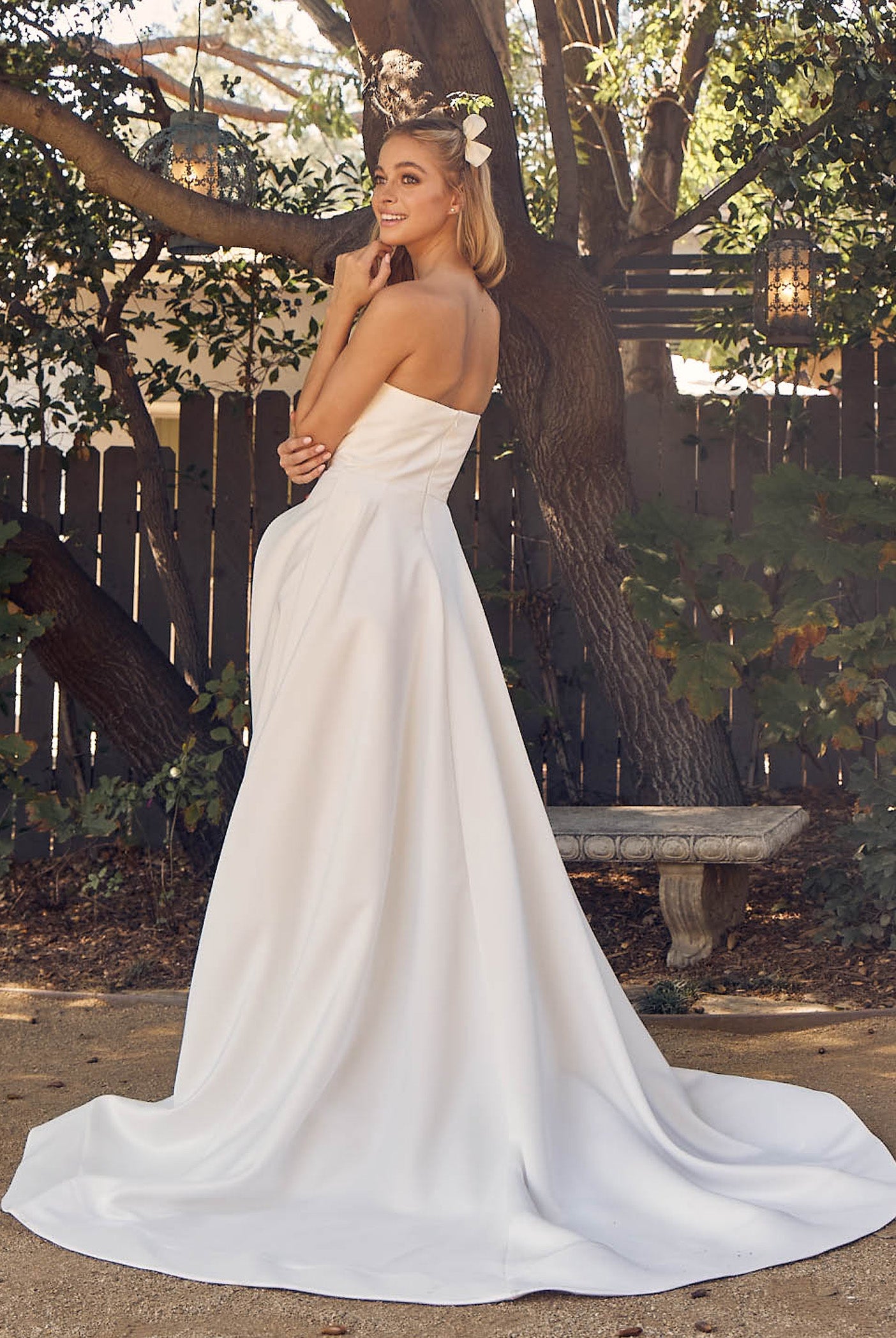 Strapless Side Slit A-Line Sweetheart Long Wedding Dress NXJW938-Wedding Dress-smcfashion.com
