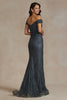 Off Shoulder Open Back Embroidered Lace Long Mother of the Bride Dress NXJQ501