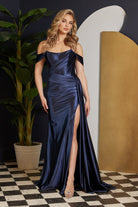 Off Shoulder Satin Open Back Long Evening Dress NXE1043-Evening Dress-smcfashion.com