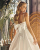 Illusion Straight Across A-Line Satin Spaghetti Straps Long Wedding Dress NXJE968