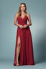 V-Neck Chiffon Slip Skirt Open Back Plus Size Long Bridesmaid Dress NXR275P