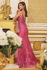 Embroidered Glitter Lace V-Neck Spaghetti Straps Long Prom Dress NXC1197