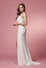 One Shouder Side Slit Satin Open Back Long Wedding Dress NXE1005W