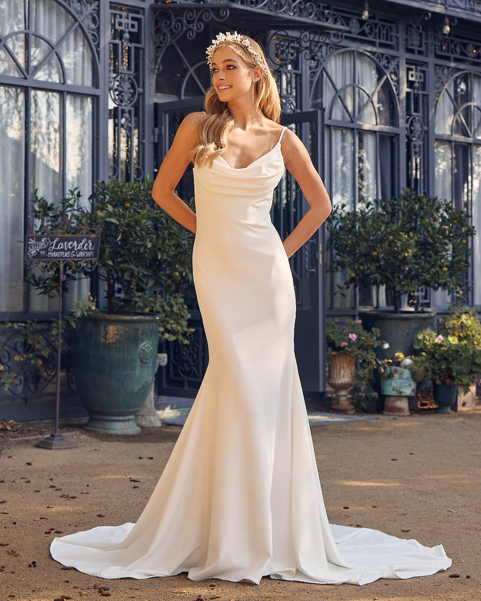 satin wedding dress cowl neck Trumpet/Mermaid Cowl Neck Court Train Satin Wedding Dress with Pleated S3058W - Wedding Dresses