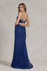 Side Slit Embroidered Tulle Spaghetti Straps Long Prom Dress NXB1145