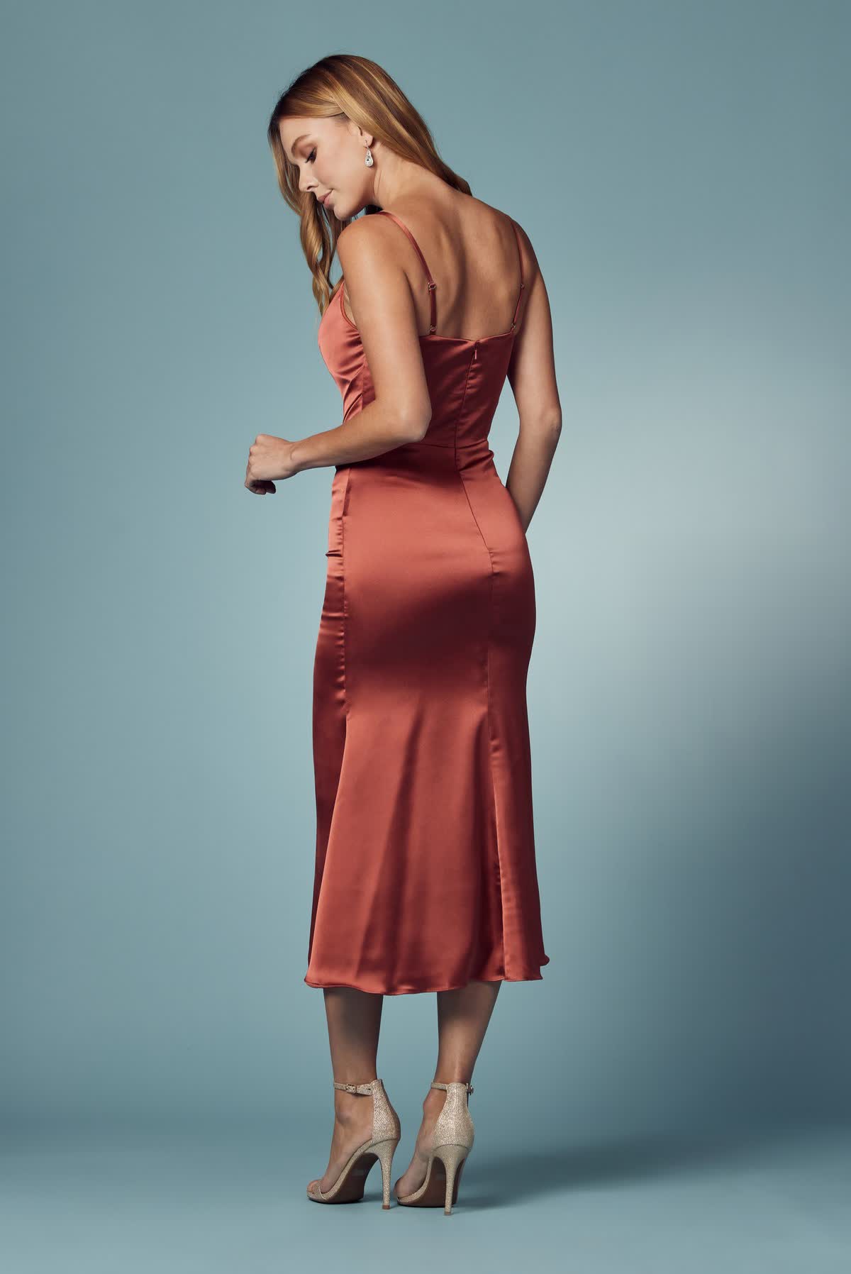Cowl Neck Satin Open Back Midi Prom & Evening Dress NXR1027-Evening Dress-smcfashion.com