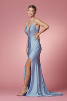 Embellished Beads High Neck Long Bridesmaid & Prom Dress NXE1003-Prom Dress-smcfashion.com