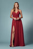 V-Neck Chiffon Slip Skirt Long Bridesmaid Dress NXR275