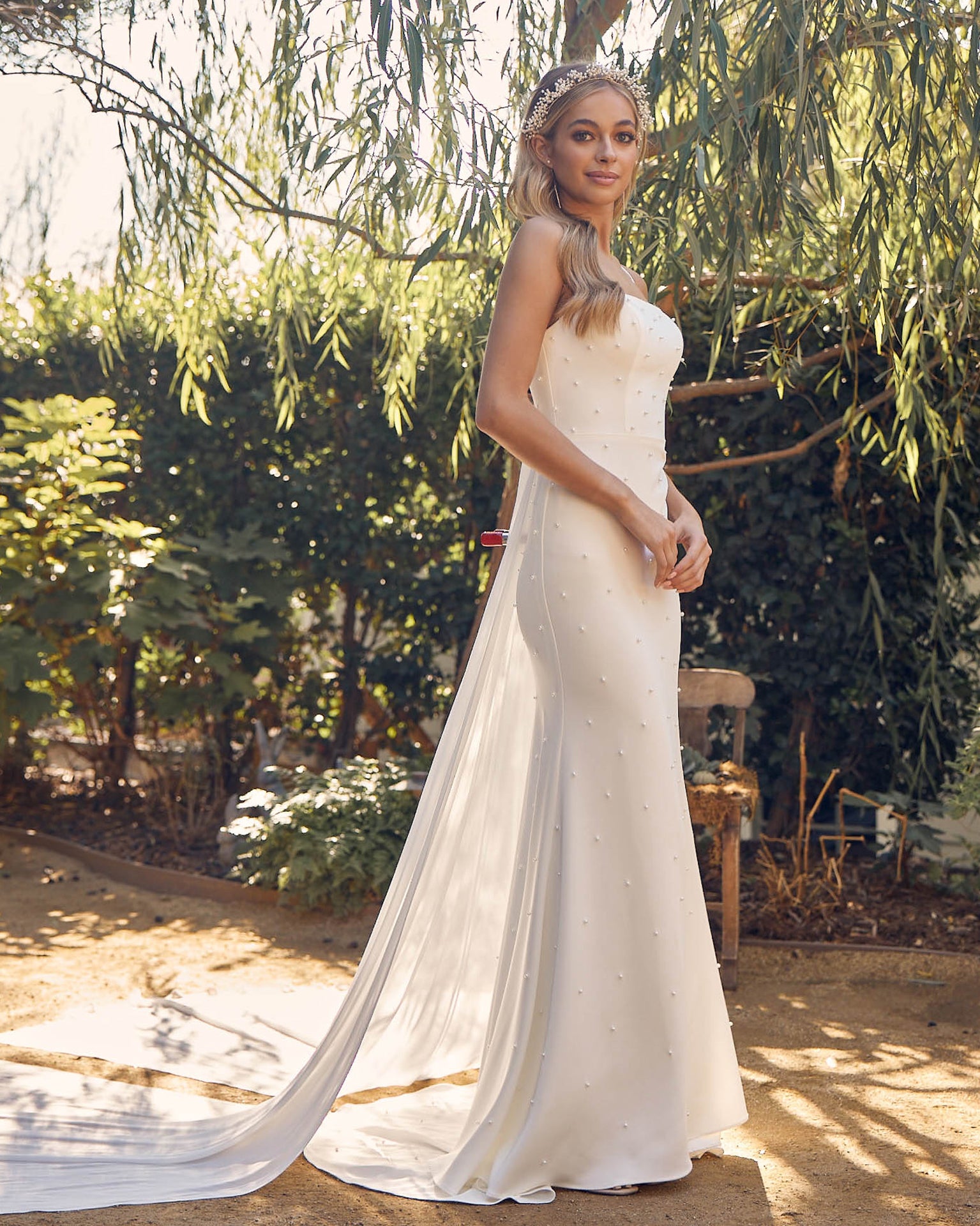 Satin Tail Straight Across Spaghetti Straps Long Wedding Dress NXQW963-Wedding Dress-smcfashion.com
