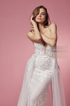 Lace & Beads Embroidered Mermaid Long Wedding Dress NXF485W-Wedding Dress-smcfashion.com