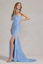 Side Slit One Shoulder Embroidered Sequins Open Back Long Evening Dress NXR1202-Evening Dress-smcfashion.com