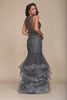 Mermaid Tiered Skirt Straps Sheer Back Long Prom Dress NXA059