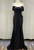 Off Shoulder Embroidered Sequins Open Back Long Prom Dress NXR1203