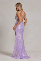 Embroidered Sequins Applique Side Slit Spaghetti Straps Long Prom Dress NXD1157-Prom Dress-smcfashion.com