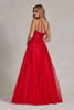 A-Line Embroidered Bodice Halter Open Back Long Prom Dress NXT1143