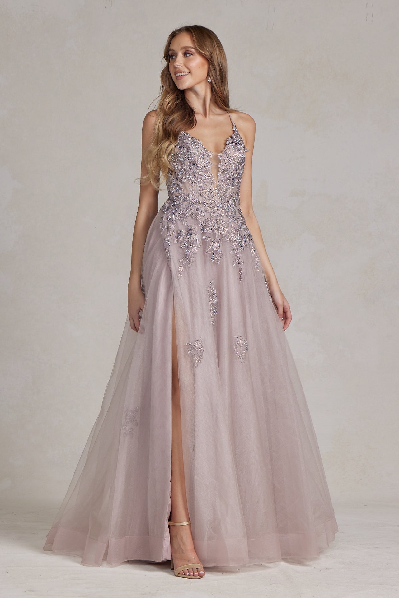a line graduation dress Romantic Floral Lace Embellished A-Line Graduation Dress w/ Charming L – smcfashion.com