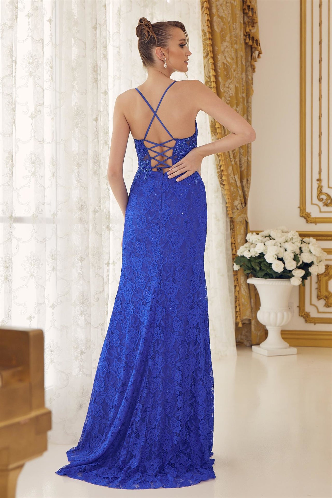 Embroidered Lace Illusion Sweetheart Open Criss Cross Back Long Prom Dress NXE1076-Prom Dress-smcfashion.com