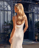 Satin Open Back Mermaid Cowl Neck Long Wedding Dress NXJE954