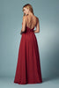 V-Neck Chiffon Slip Skirt Open Back Plus Size Long Bridesmaid Dress NXR275P