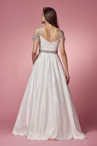 Off Shoulder Embellished Jewel With Pockets Long Wedding Dress NXR224W-Wedding Dress-smcfashion.com