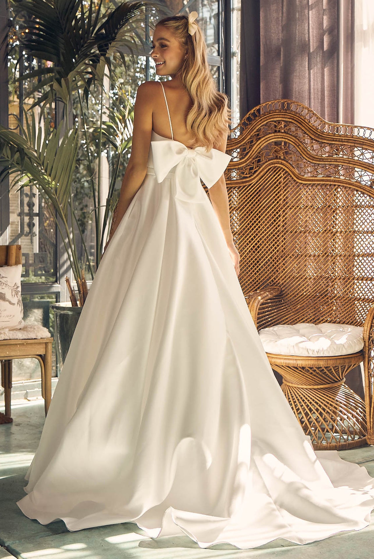 Illusion Straight Across A-Line Satin Spaghetti Straps Long Wedding Dress NXJE968-Wedding Dress-smcfashion.com