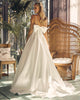 Illusion Straight Across A-Line Satin Spaghetti Straps Long Wedding Dress NXJE968