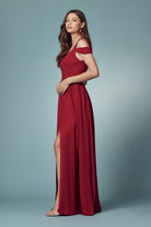 Cold-Shoulder With Slip Skirt Chiffon Long Prom & Evening Dress NXY277-Bridesmaid Dress-smcfashion.com