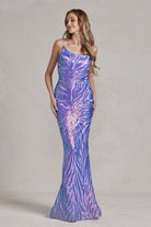 Mermaid Embroidered Sequins One Shoulder Long Evening Dress NXR1204-Evening Dress-smcfashion.com