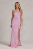 Embroidered Lace Spaghetti Straps Deep Side Slit Long Evening Dress NXT1209