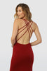 Neck Detailed Sleeveless Spaghetti Straps Side Slit Long Evening Dress NXM133