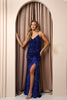 Embroidered Sequin Feather Skirt Side Slit Long Prom Dress NXR1059