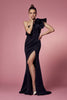 One Shoulder Ruffle Overlay Trumpet Long Prom Dress NXE467