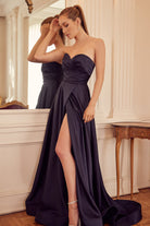 Strapless Satin High Slit Long Prom Dress NXR1036-Prom Dress-smcfashion.com