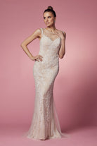 Embroidered Lace Mermaid Long Prom & Mother Of The Bride Dress NXE1006P-Mother of the Bride Dress-smcfashion.com