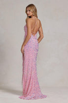 Embroidered Lace Spaghetti Straps Deep Side Slit Long Evening Dress NXT1209-Prom Dress-smcfashion.com