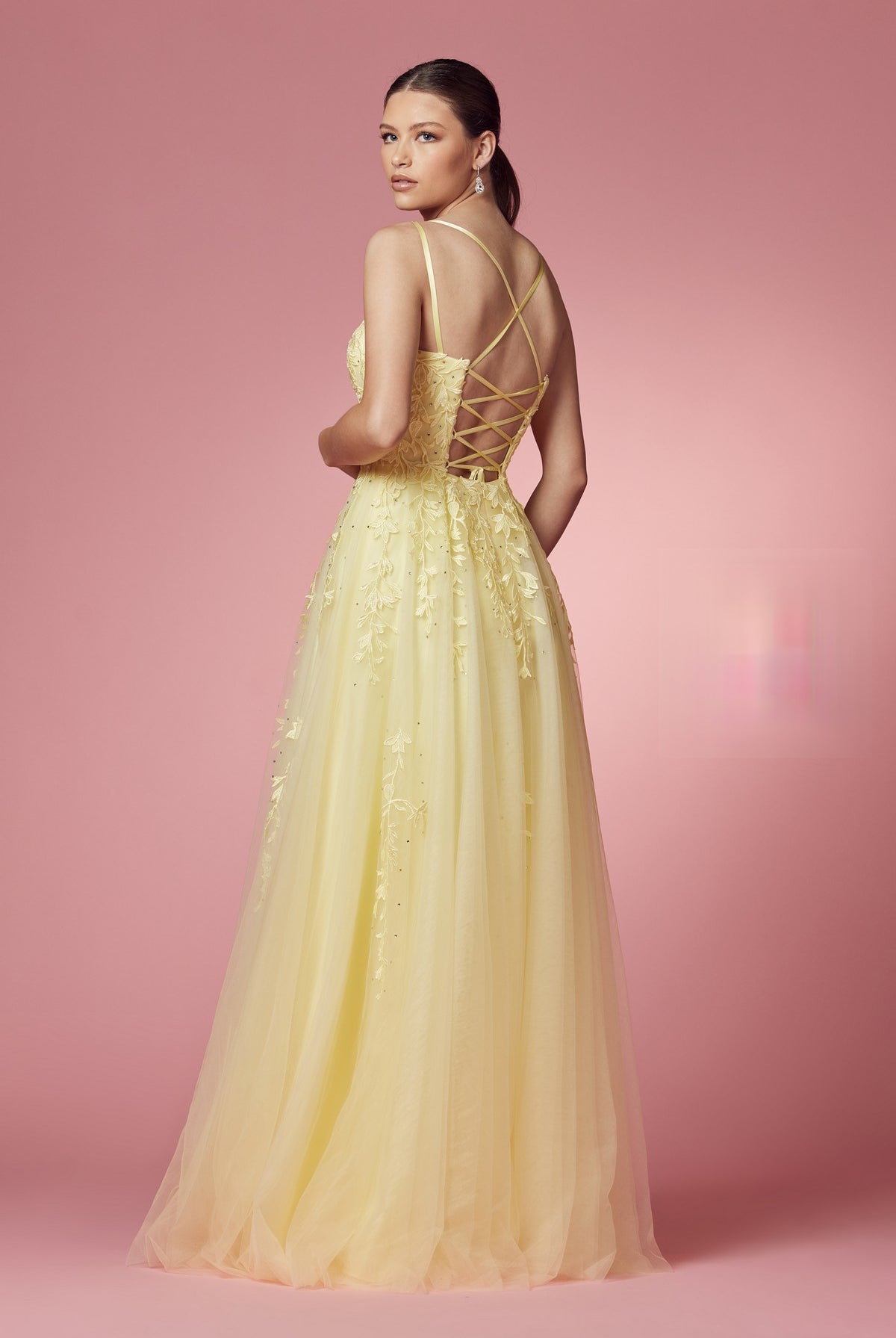 Floral Design Spaghetti Straps Long Bridesmaid & Prom Dress NXC415-Bridesmaid Dress-smcfashion.com